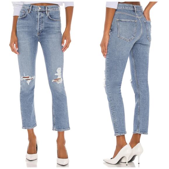 Agolde Denim - NEW AGOLDE Riley Straight Crop Jeans Distressed
